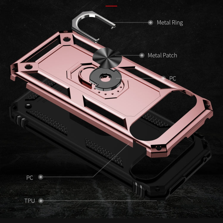 For Google Pixel 9 Pro Shockproof TPU + PC Phone Case with Holder(Rose Gold)