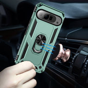 For Google Pixel 9 Pro Shockproof TPU + PC Phone Case with Holder(Dark Green)