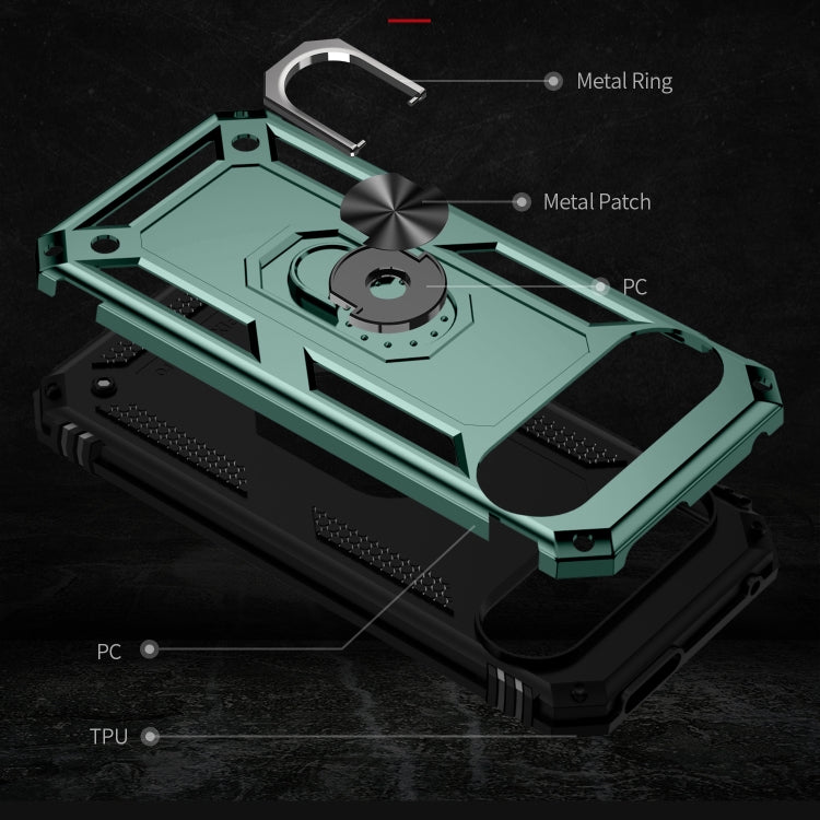 For Google Pixel 9 Pro Shockproof TPU + PC Phone Case with Holder(Dark Green)