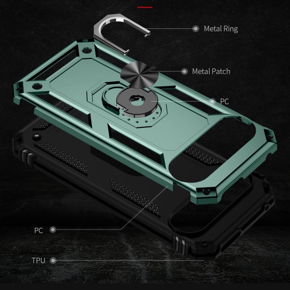 For Google Pixel 9 Pro Shockproof TPU + PC Phone Case with Holder(Dark Green)