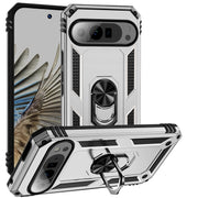 For Google Pixel 9 Pro Shockproof TPU + PC Phone Case with Holder(Silver)