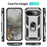 For Google Pixel 9 Pro Shockproof TPU + PC Phone Case with Holder(Silver)