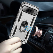 For Google Pixel 9 Pro Shockproof TPU + PC Phone Case with Holder(Silver)
