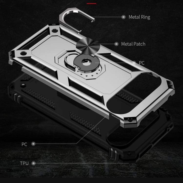 For Google Pixel 9 Pro Shockproof TPU + PC Phone Case with Holder(Silver)