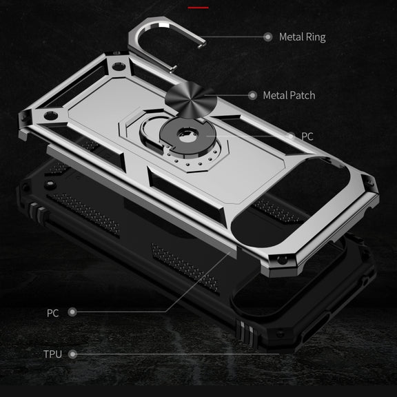 For Google Pixel 9 Pro Shockproof TPU + PC Phone Case with Holder(Silver)