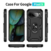 For Google Pixel 9 Shockproof TPU + PC Phone Case with Holder(Black)