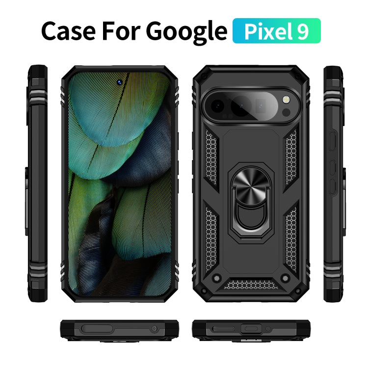 For Google Pixel 9 Shockproof TPU + PC Phone Case with Holder(Black)