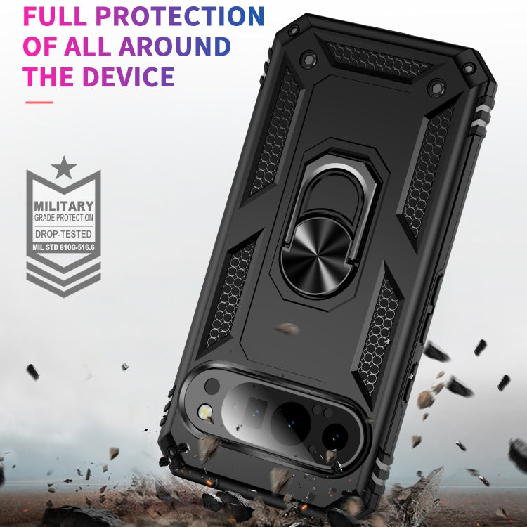 For Google Pixel 9 Shockproof TPU + PC Phone Case with Holder(Black)