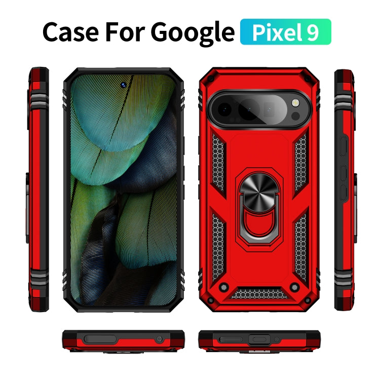 For Google Pixel 9 Shockproof TPU + PC Phone Case with Holder(Red)