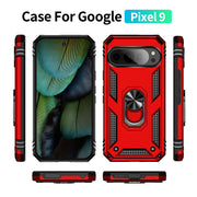 For Google Pixel 9 Shockproof TPU + PC Phone Case with Holder(Red)