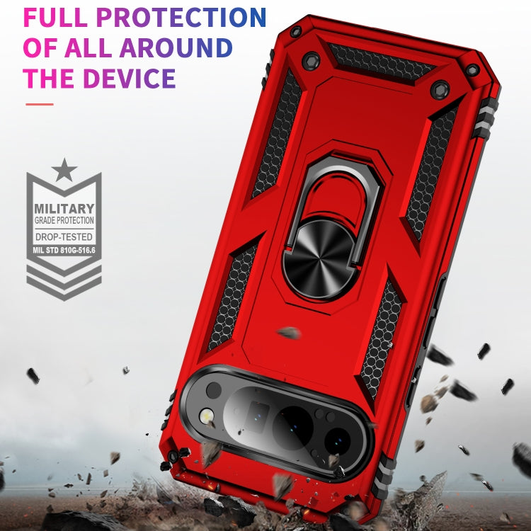 For Google Pixel 9 Shockproof TPU + PC Phone Case with Holder(Red)