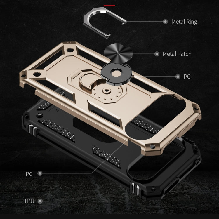 For Google Pixel 9 Shockproof TPU + PC Phone Case with Holder(Gold)