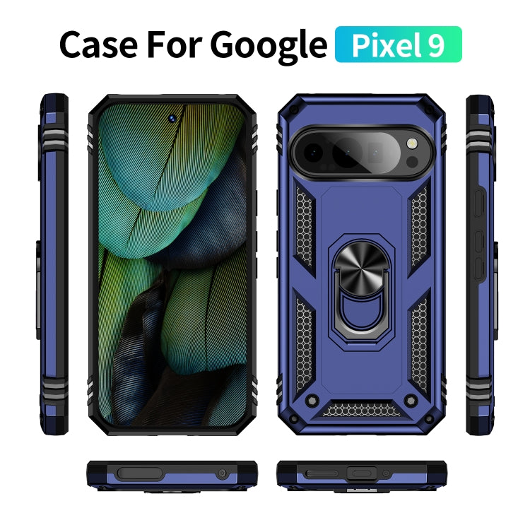 For Google Pixel 9 Shockproof TPU + PC Phone Case with Holder(Blue)