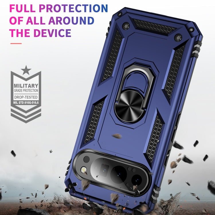 For Google Pixel 9 Shockproof TPU + PC Phone Case with Holder(Blue)