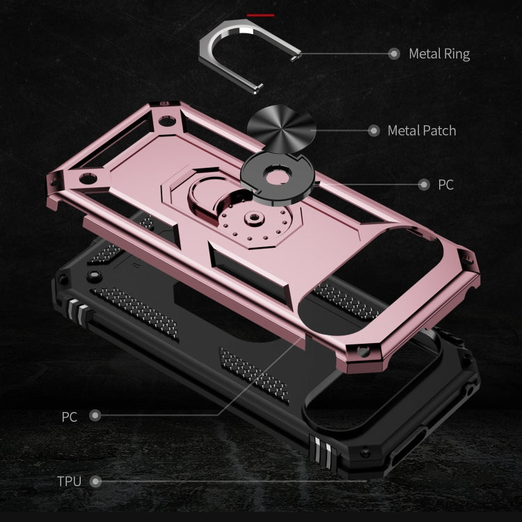 For Google Pixel 9 Shockproof TPU + PC Phone Case with Holder(Rose Gold)