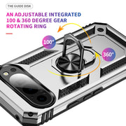 For Google Pixel 9 Shockproof TPU + PC Phone Case with Holder(Silver)