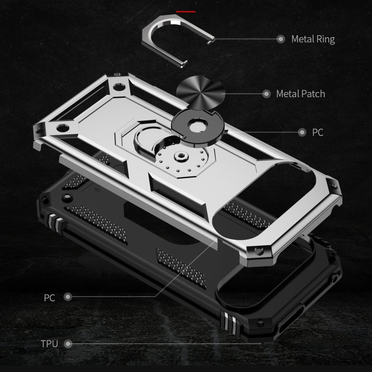 For Google Pixel 9 Shockproof TPU + PC Phone Case with Holder(Silver)