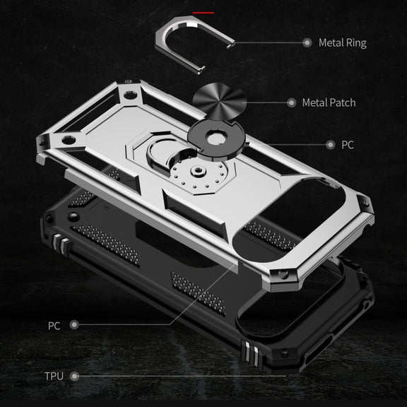 For Google Pixel 9 Shockproof TPU + PC Phone Case with Holder(Silver)