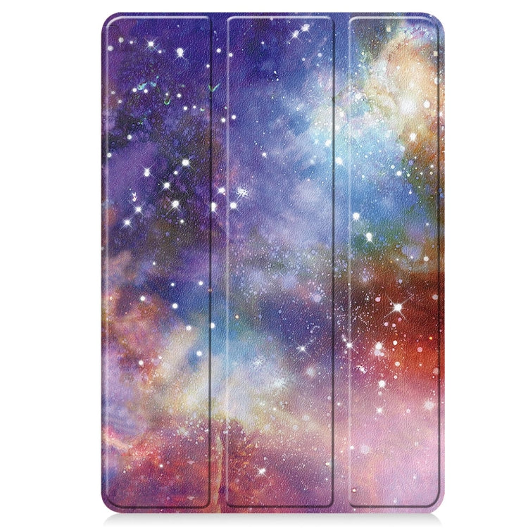 For Xiaomi Pad 6S Pro Custer Painted 3-Fold Holder Smart Leather Tablet Case(Milky Way Nebula)
