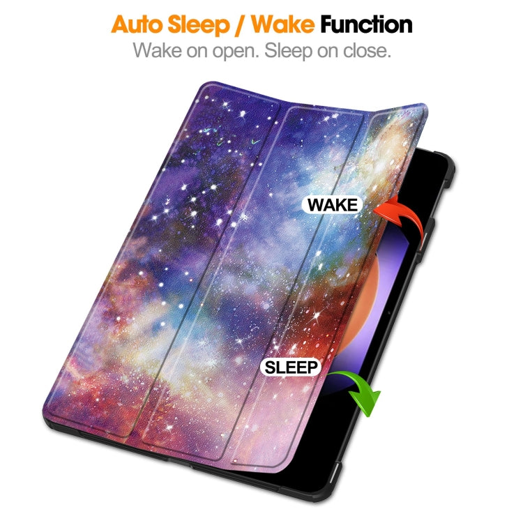 For Xiaomi Pad 6S Pro Custer Painted 3-Fold Holder Smart Leather Tablet Case(Milky Way Nebula)