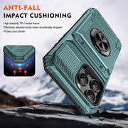 For iPhone 16 TPU+PC Shockproof Card Phone Case with Metal Ring Holder(Green)