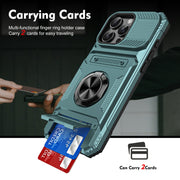 For iPhone 16 TPU+PC Shockproof Card Phone Case with Metal Ring Holder(Green)
