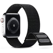 For Apple Watch Series 6 40mm Dual Hook and Loop Nylon Watch Band(Dark Black)