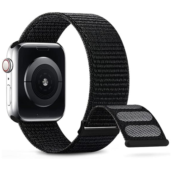 For Apple Watch Series 6 40mm Dual Hook and Loop Nylon Watch Band(Dark Black)