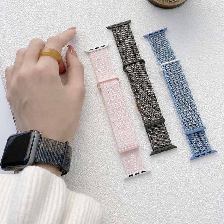 For Apple Watch Series 8 41mm Dual Hook and Loop Nylon Watch Band(Seashell)