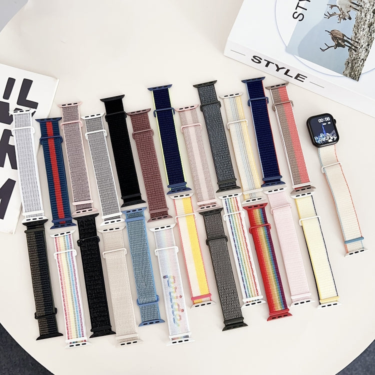 For Apple Watch 38mm Dual Hook and Loop Nylon Watch Band(Rainbow)