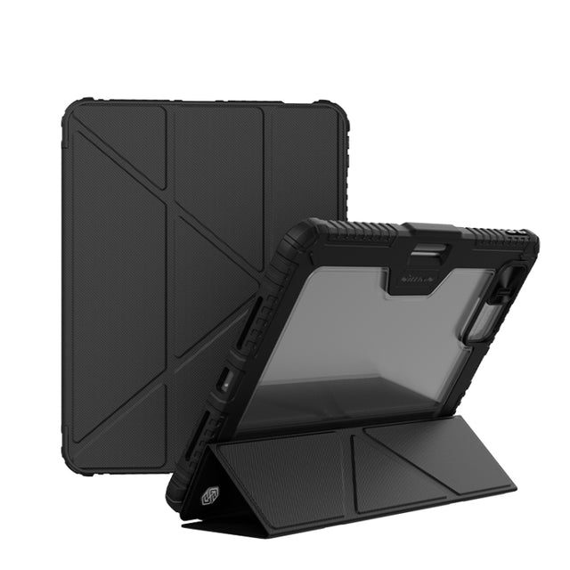 For iPad Air 13 2024 / 2025 NILLKIN Bumper Pro Multi-angle Folding Style Tablet Leather Case(Black)
