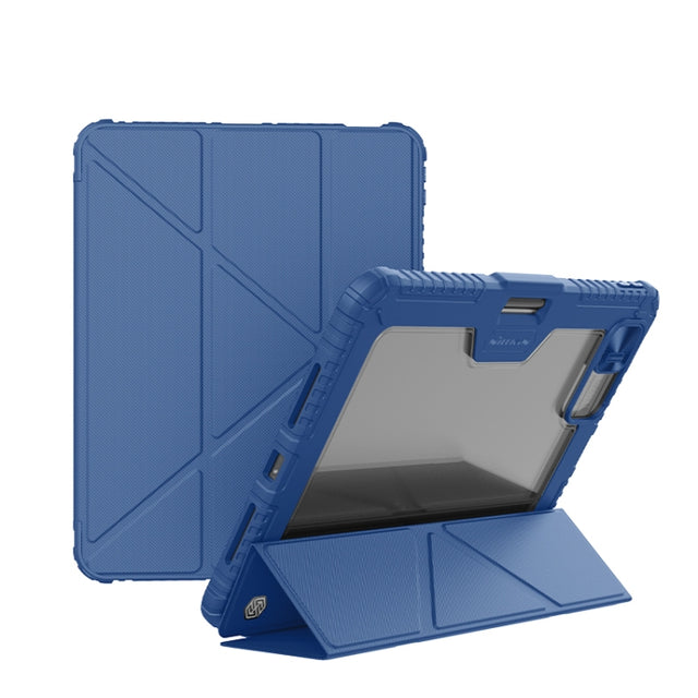 For iPad Air 13 2024 / 2025 NILLKIN Bumper Pro Multi-angle Folding Style Tablet Leather Case(Blue)