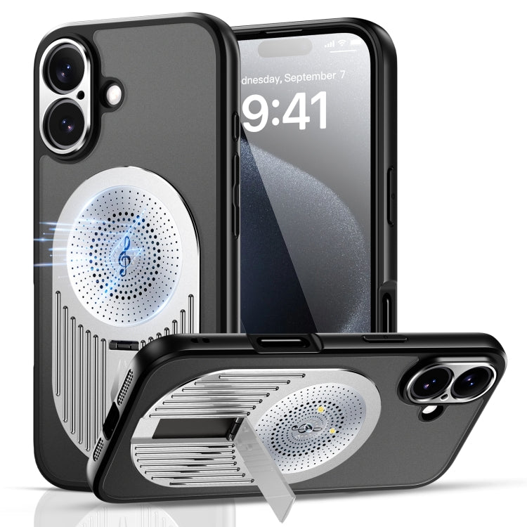 For iPhone 16 Heat Dissipation Aromatherapy MagSafe Holder Phone Case(Silver)