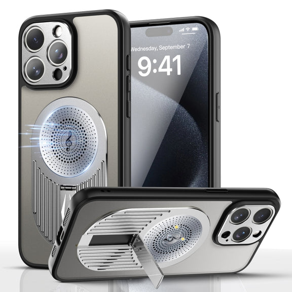 For iPhone 16 Pro Max Heat Dissipation Aromatherapy MagSafe Holder Phone Case(Silver)