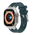 For Apple Watch Ultra 49mm Crocodile Texture Liquid Silicone Watch Band(Silver Deep Green) - Watch Bands by PMC TechLife | Online Shopping South Africa | PMC TechLife