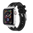 For Apple Watch 42mm Crocodile Texture Liquid Silicone Watch Band(Silver White Black) - Watch Bands by PMC TechLife | Online Shopping South Africa | PMC TechLife