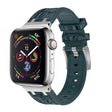 For Apple Watch 42mm Crocodile Texture Liquid Silicone Watch Band(Silver Deep Green) - free shipping - PMC TechLife - Order now!
