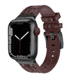 For Apple Watch 38mm Crocodile Texture Liquid Silicone Watch Band(Black Dark Brown) - Watch Bands by PMC TechLife | Online Shopping South Africa | PMC TechLife