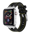 For Apple Watch 38mm Crocodile Texture Liquid Silicone Watch Band(Silver Yellow Black) - Watch Bands by PMC TechLife | Online Shopping South Africa | PMC TechLife