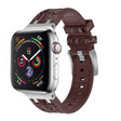 For Apple Watch 38mm Crocodile Texture Liquid Silicone Watch Band(Silver Dark Brown) - Watch Bands by PMC TechLife | Online Shopping South Africa | PMC TechLife
