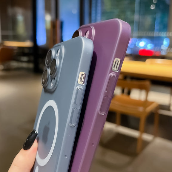 For iPhone 14 Pro Max Ultra-thin MagSafe Frosted PC Phone Case(Clear Black)