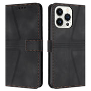 For iPhone 16 Pro Max Triangle Solid Color Leather Phone Case(Black)
