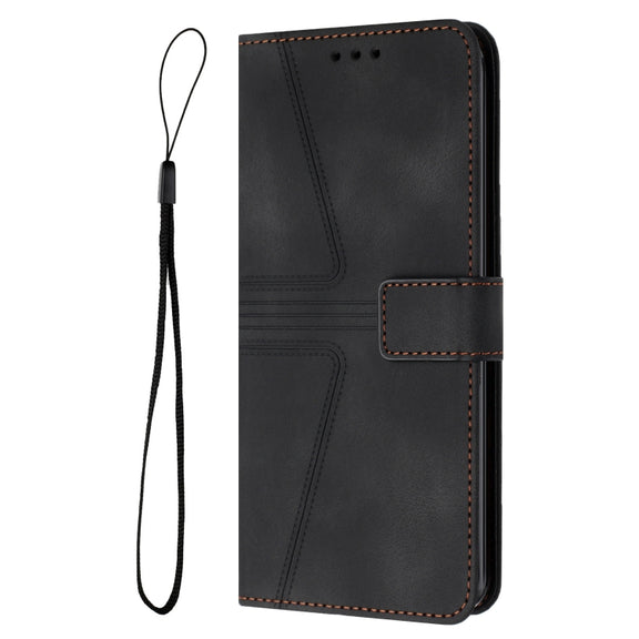 For iPhone 16 Pro Max Triangle Solid Color Leather Phone Case(Black)