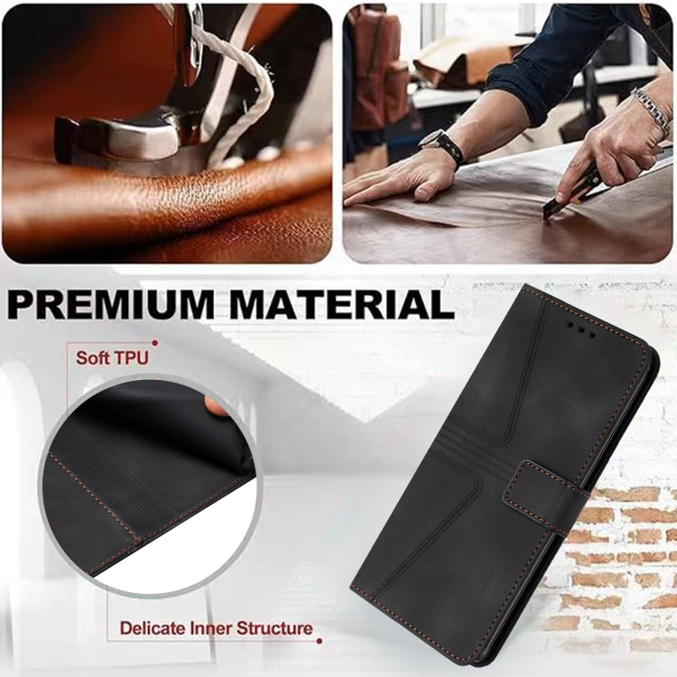For iPhone 16 Pro Max Triangle Solid Color Leather Phone Case(Black)