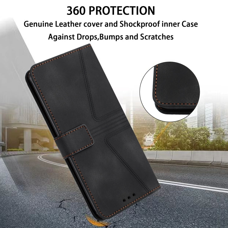 For iPhone 16 Pro Max Triangle Solid Color Leather Phone Case(Black)