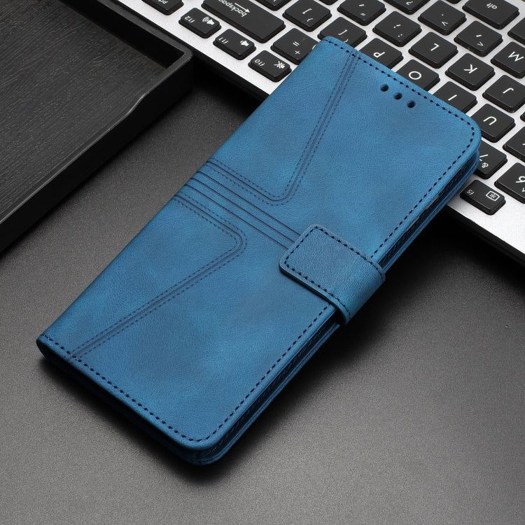 For iPhone 16 Pro Triangle Solid Color Leather Phone Case(Blue)