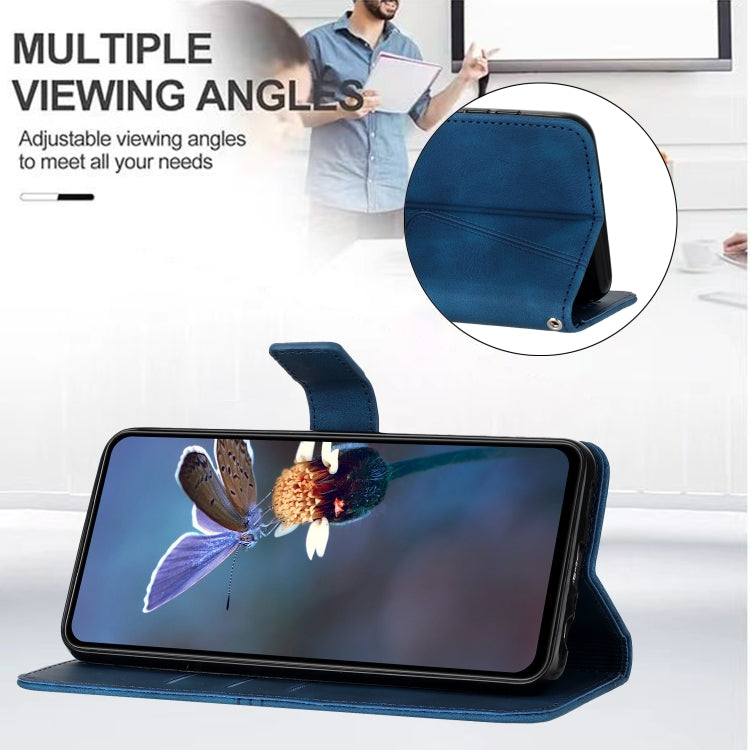 For iPhone 16 Pro Triangle Solid Color Leather Phone Case(Blue)