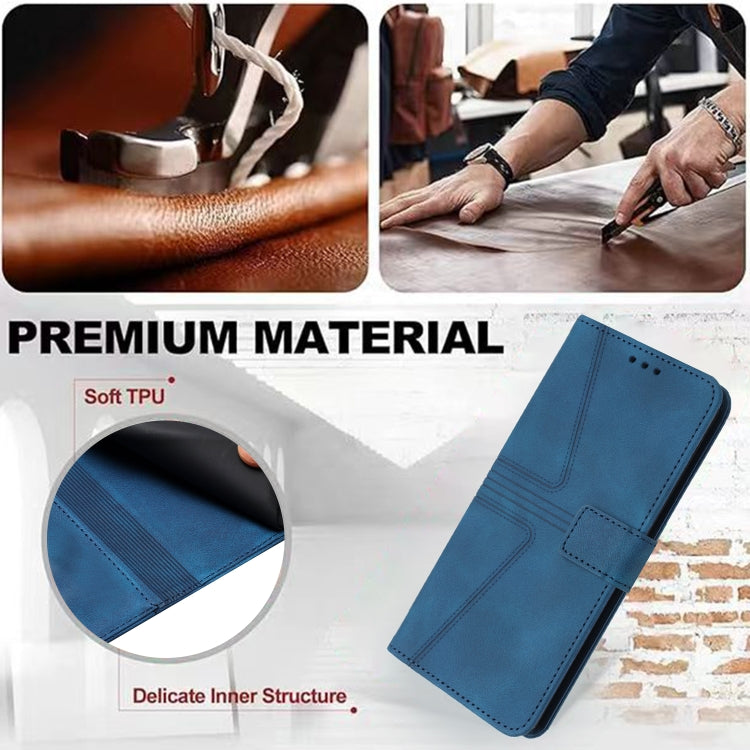 For iPhone 16 Pro Triangle Solid Color Leather Phone Case(Blue)