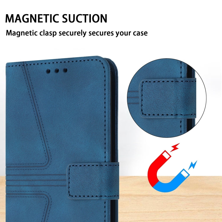 For iPhone 16 Pro Triangle Solid Color Leather Phone Case(Blue)