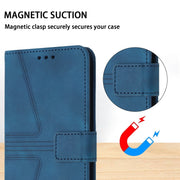 For iPhone 16 Pro Triangle Solid Color Leather Phone Case(Blue)